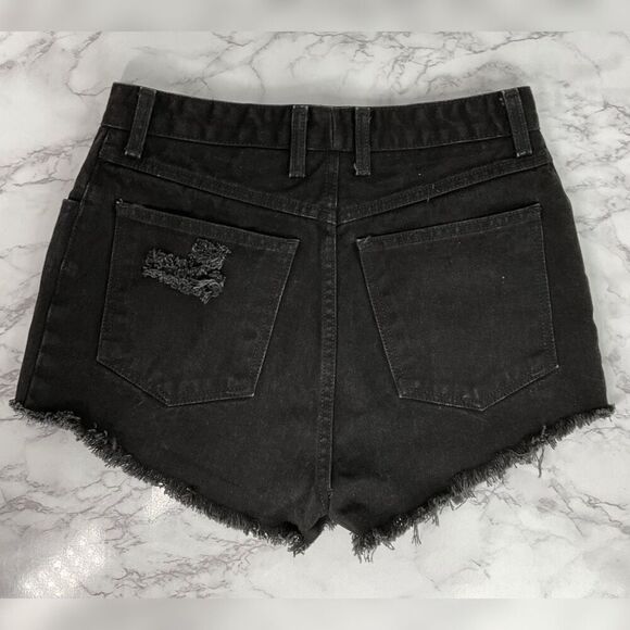 Bongo Vintage Custom Cutoff Black Distressed Jean Shorts 9 - Picture 4 of 6